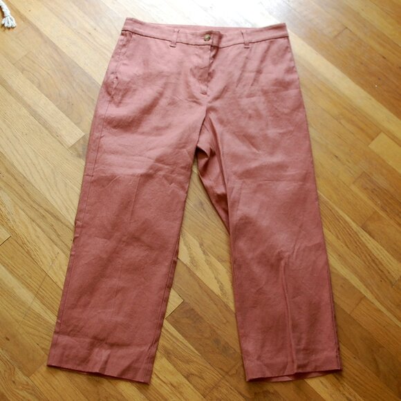 J. Jill Stretch Linen Rust Cropped Pants Straight Leg - Picture 1 of 5